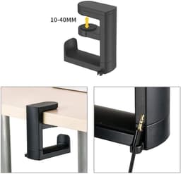 Hoofdtelefoonhouder - met haak - verstelbare bureauklem - 10,2*5*11,5 cm - zwart — thumbnail 5
