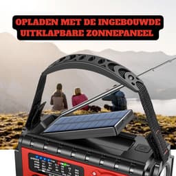 RAWVOLT® - NIEUW - Noodradio SW20K - 20000mAh Li-ion Accu - Solar Opwindbaar - Powerbank, Zaklamp, SOS Alarm & Leeslamp - 2026 model voor indoor, outdoor en in noodpakket - incl. Multi-Function Survival Armband - Tuscan Red — thumbnail 4
