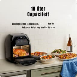 DYNA® Heteluchtoven - Oven - Airfryer Oven - Zwart - 31cm x 31cm x 38cm — thumbnail 7