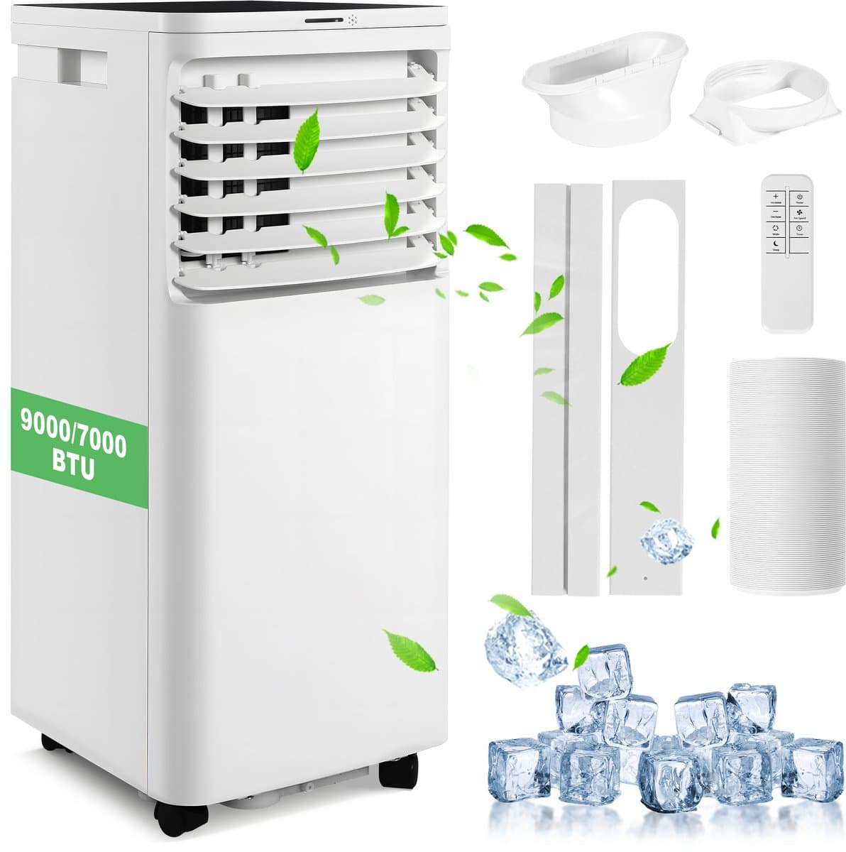 Glitzerlife - Mobiele Airco - Mobiele Airconditioner Aircooler - 7000 BTU Koelvermogen - Met Afvoerslang en Afstandsbediening - ABS Airconditioner voor Slaapkamer en Woonkamer - Wit — afbeelding 1