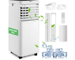 Glitzerlife - Mobiele Airco - Mobiele Airconditioner Aircooler - 7000 BTU Koelvermogen - Met Afvoerslang en Afstandsbediening - ABS Airconditioner voor Slaapkamer en Woonkamer - Wit