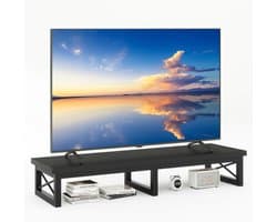 Famanu – Tv-kast - tafel - televisietafel - 114 cm - met 2 lagers - tafelblad korte tv-standaard - voor televisies tot 60 inch - woonkamer - eetkamer en slaapkamer - zwart