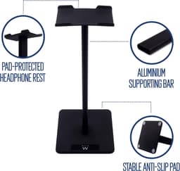 Universele Hoofdtelefoonstandaard Zwart - Stabiele Houder voor Desktop en Bureau — thumbnail 3