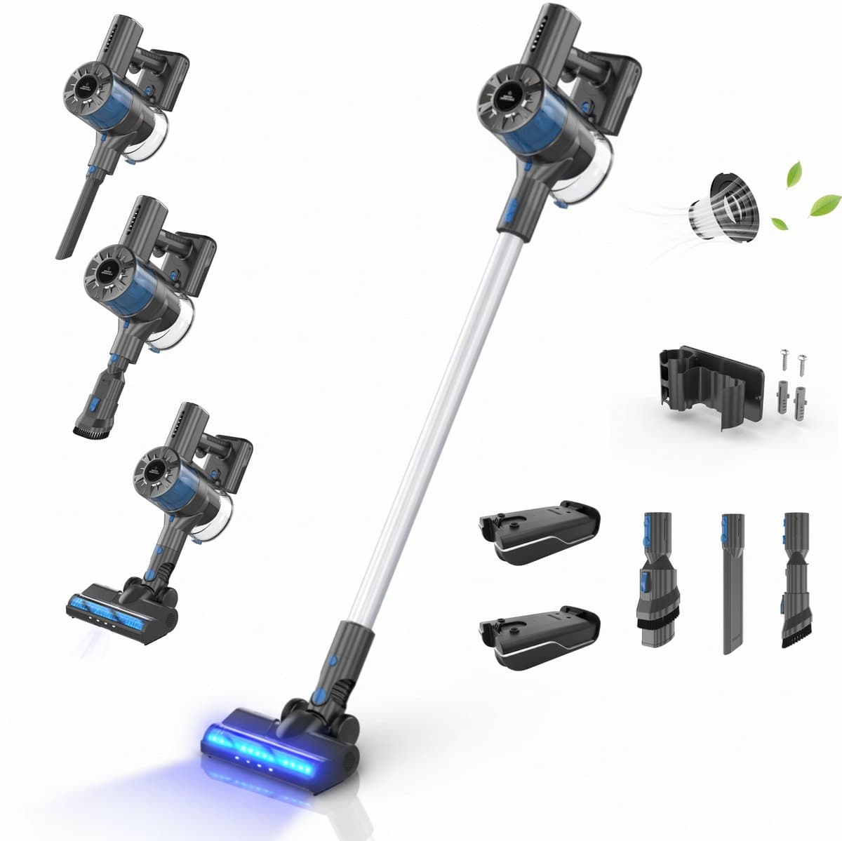 Innova® PowerVac Pro Steelstofzuiger Draadloos - 500 Air Watts - extra accu - met 4 verschillende opzetstukken - Draadloze Stofzuiger - Zonder zak op accu - Vacuum Cleaner — afbeelding 1