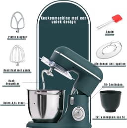 Florixa® Mixer met mengkom - Mixer - Mixer met mengkom keukenmachine - Groen - ‎22cm x 36cm x 33cm — thumbnail 2