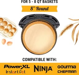 Ronde Air Fryer Liners Wegwerp 125 stuks - 8 Inch Air Fryer Papier Liner Perkament voor Ninja, Tefal en meer - Ongebleekt, voor bakken, braden of koken, Easy Cleanup — thumbnail 7