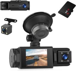 Dashcam 3-kanaals 1080p met Wifi, Nachtzicht en G-sensor voor Voor, Achter en Interieur — thumbnail 1