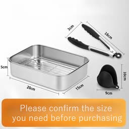 6-delige set accessoires voor de heteluchtfriteuse – 2 roestvrijstalen bakplaten + 2 roosters, een tang en handschoenen, gemakkelijk schoon te maken — thumbnail 3