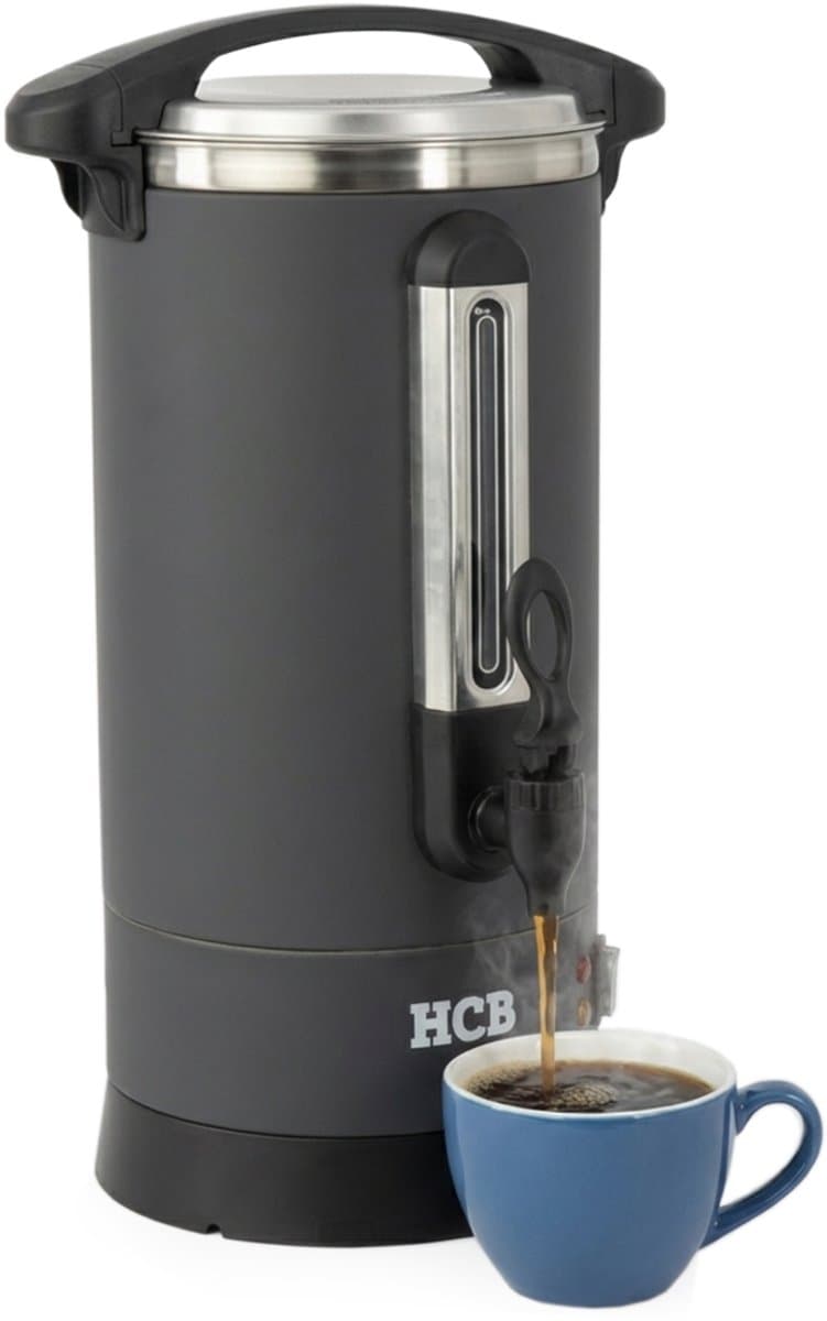 HCB® - Professionele Horeca Percolator - 8,7 liter - 55 kopjes - zwart - 230V - RVS / INOX Perculator - Elektrisch koffiezetapparaat - Volautomatische koffiemachine - 25x30x50.5 cm (DxBxH) - 2.70 kg - 1352 — afbeelding 1