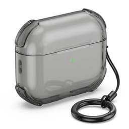 Grijs transparant hoesje voor oordopjes met sleutelring – schokbestendige beschermhoes geschikt voor AirPods Pro 3 — thumbnail 1