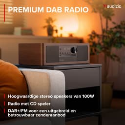 Premium DAB radio - Audizio Lunata - Bluetooth radio met CD speler - High-end speakers - Hout/zwart — thumbnail 2