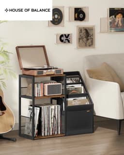 House of Balance LP Speler Meubel - Platenspeler meubel - Platenspelerkast - LP Kast - Vinylkast - LP opbergkast - 30×81×69 cm — thumbnail 3