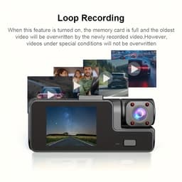 Dashcam voor in de auto met dubbele opnamefunctie voor en achter | Camera aan de voorzijde 1080P & ingebouwde camera 720P, 170° groothoek, nachtzicht, compacte dashcam, geschikt voor auto's, 24-uurs parkeerbewaking, — thumbnail 5