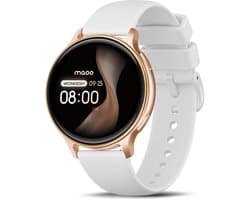 Maoo Ventura 2 - GPS Smartwatch Dames - AMOLED - Siliconen, Leren en Sportbandje - Stappenteller - Hartslagmeter - Slaapmonitor - Belfunctie - AOD - Multisport - Geschikt voor Android en iOS - Rosé Goud en Wit