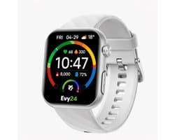 Evy24 Smartwatch AMOLED L2 - Smartwatch Dames en Heren - ECG - Belfunctie - Stappenteller - Hartslagmeter - Notificaties - Zilver