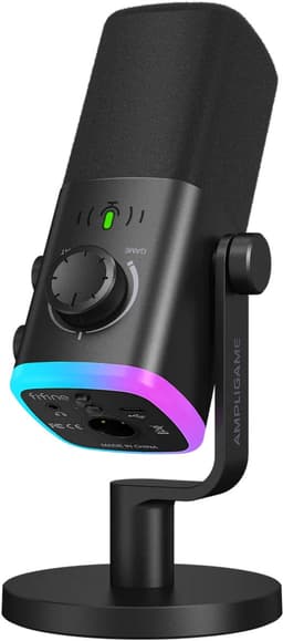 FIFINE AM9 - Gaming Microfoon Dynamische - Podcast Streaming PC PS4 PS5 - Ruisonderdrukking - Touch Mute Knop - USB RGB - Zwart — thumbnail 1