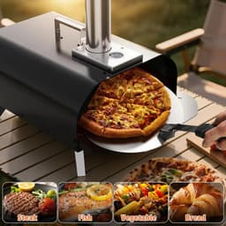Trexxo - Oven - Pizza Oven - Buiten Oven - Roterende pizza steen - Pizza Cutter - Pizza Spatula - Mini Oven - Stainless - Zwart — thumbnail 3