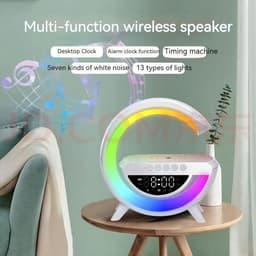 Bluetooth-luidspreker - 1 stuk - Luidspreker - Draadloze oplaadbare bureaulamp - Draadloos opladen - Multifunctioneel - LED - Nachtlampje voor naast het bed - Slaapkamerdecoratie - Wit — thumbnail 5