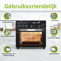 Luxe Heteluchtoven – Airfryer – Multifunctionele Combi Oven – Alles in één – 26L Inhoud – 12 Automatische Programma’s – LED Display – Zwart — thumbnail 5