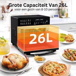 Luxe Heteluchtoven – Airfryer – Multifunctionele Combi Oven – Alles in één – 26L Inhoud – 12 Automatische Programma’s – LED Display – Zwart — thumbnail 3