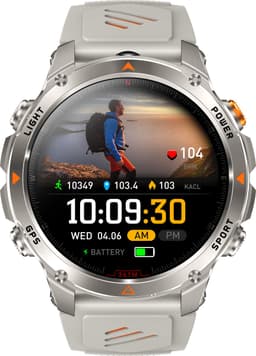 Knobbout 1.46”(3.7cm) GPS Outdoor Smartwatch – 6 Satelliet Positionering - Kompas & Hoogtemeter -LED-zaklamp - Hartslag & SpO₂, 30 m Waterdicht - 540mAh Batterij, Bluetooth 5.3-Zilver Grijs — thumbnail 3
