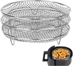 3 Stuks Rvs Airfryer Rack Ronde Stapelbare Rosten 304 Rvs Geschikt Voor 4.2 Tot 5.8 Liter Airfryers Als Ovenroosters En Droogrekken — thumbnail 1