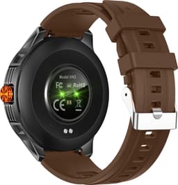 Knobbout 1.46” Sport Smartwatch met Extra Lange Batterijduur – 1000mAh - LED-zaklamp & kompas - AI Spraakassistent - Bluetooth Bellen - 100+ Sportmodi, IP68 Waterdicht -Bruin Silicone — thumbnail 4