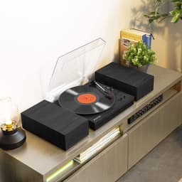 Retro platenspeler met platenkoffer - Fenton RP165B - Met Bluetooth en speakers - Zwart — thumbnail 3
