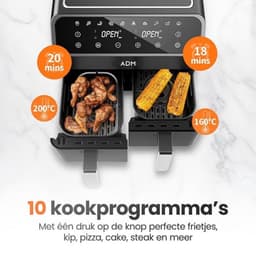 Dubbele Airfryer XXL – 11L (2×5,5L) – Dual Zone met SYNC – 2950W – PFAS-vrij – Vaatwasserbestendig — thumbnail 5