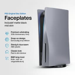 Playstation 5 Faceplates Disc Edition (niet geschikt voor PS5 Slim & PS5 Pro) - Inclusief Mid Skin - Accessoires - Faceplate - Cover - Plate - Skin - Retro - Anniversary Grey — thumbnail 2
