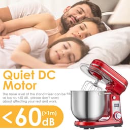 CYRO - Deegmachine - Kneedmachine - Elektrische Deegmixer - Keukenmachine - 6L - 6 Versnellingen - RVS - Stille Motor - Rood — thumbnail 4