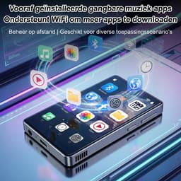 96GB MP3 Speler met Bluetooth en WiFi - Android 13 Muziekspeler met 4 Inch IPS Touchscreen - Spotify en Play Store Compatibel - 2000mAh Batterij - FM Radio - Inclusief Hoofdtelefoon - Uitbreidbaar Geheugen — thumbnail 5