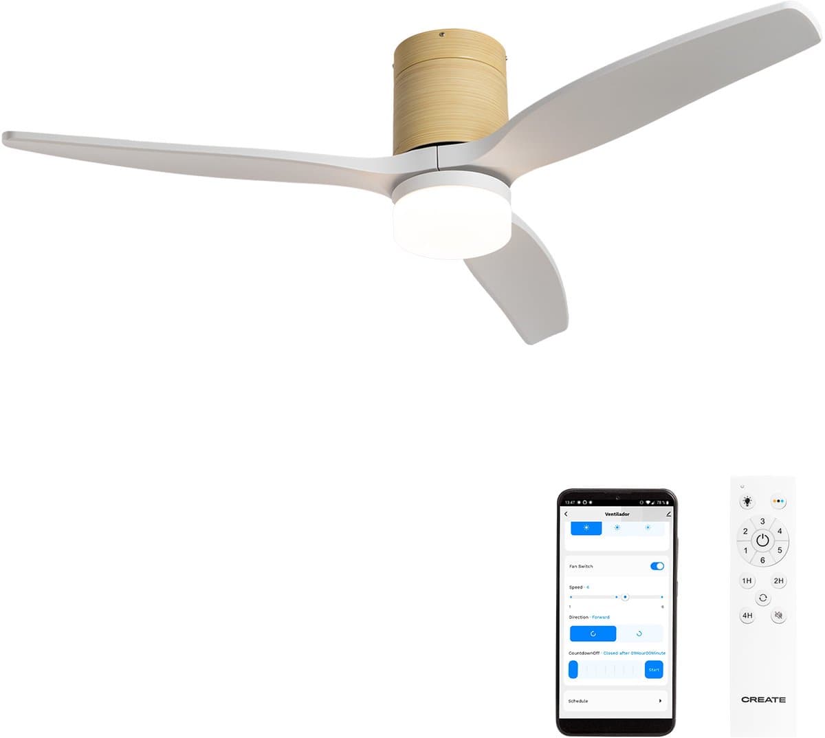 CREATE - Stille 40W plafondventilator met technische ABS bladen in verschillende maten - WIND CALM — afbeelding 1
