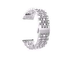 DrPhone Universele Horlogeband 22mm – RVS Roestvrij Staal – Geschikt voor Smartwatch & Horloge met 22mm Lug + Aanpaskit – Zilver / Zilver