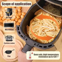 Verpakking van 300 antiaanbakmatjes voor de airfryer - Hoogwaardige, individuele matjes met een geribbelde rand voor veilige en eenvoudige reiniging, wat gezond koken bevordert - Geschikt voor bakken, grillen en verwarmen in de magnetron — thumbnail 5