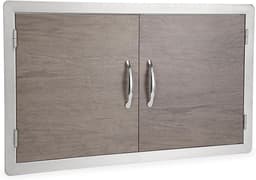 Dubbele BBQ Toegangsdeur voor Buitenkeuken 36x21 Inch - RVS Frame met Houtnerf Design — thumbnail 1