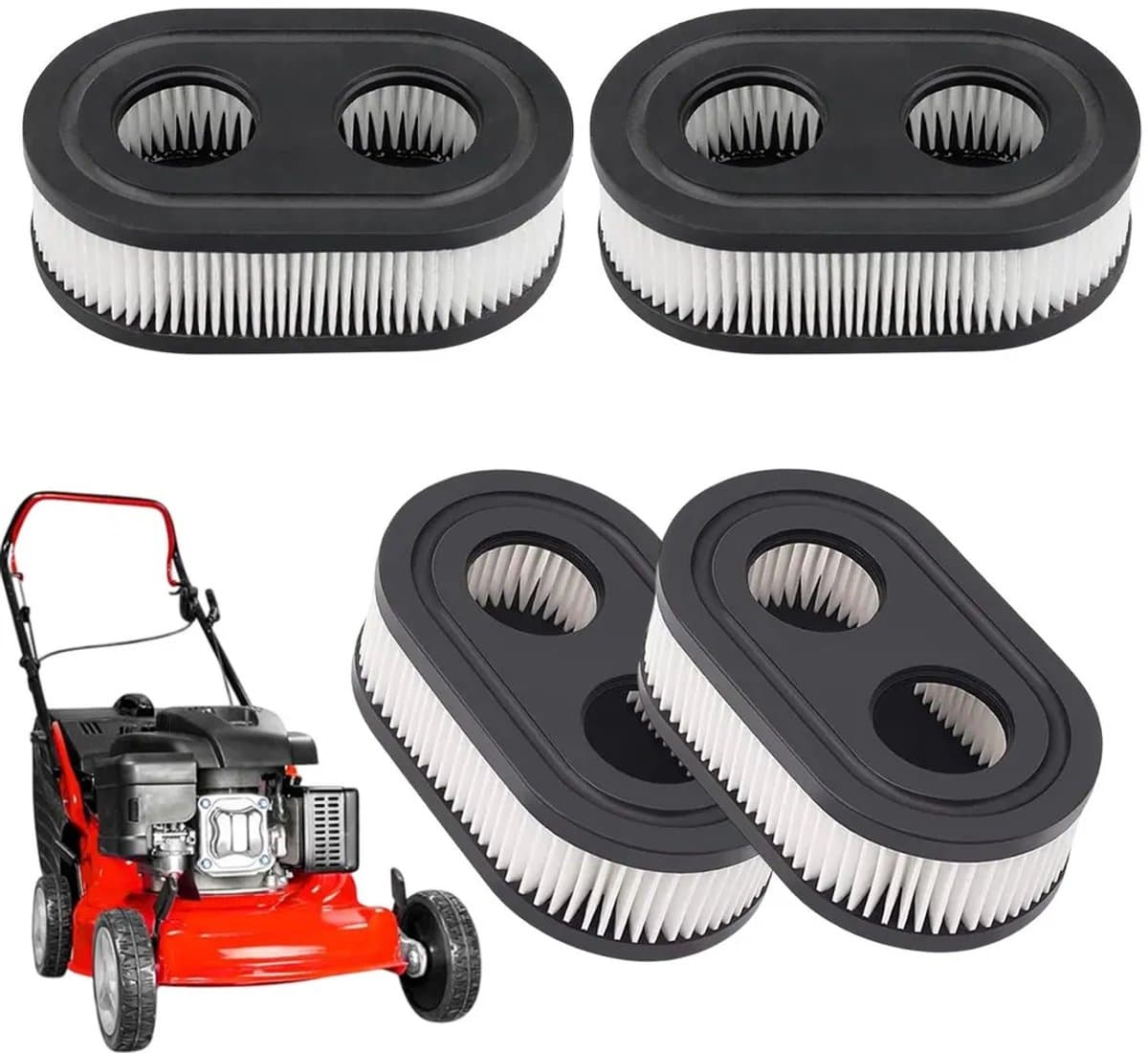 Vier luchtfilters Geschikt voor grasmaaiers, vervangingsonderdelen Geschikt voor Briggs & Stratton 798452 en 593260. — afbeelding 1