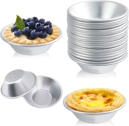 12 Stuks Herbruikbare Aluminium Taartvormen Ronde Mini Vormpjes Voor Jamtaarten En Bakken Geschikt Voor Oven En Airfryer — thumbnail 1