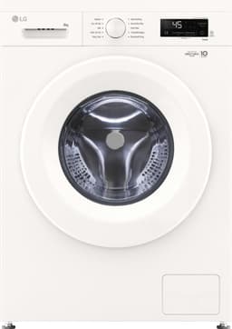 LG F4X1008NWH wasmachine 8 kg met Direct Drive motor voor stille, duurzame prestaties. Spa Steam™ voor hygiënisch wassen. ThinQ slimme bediening. Energie‑label A. Compact design voor dagelijks gemak — thumbnail 1