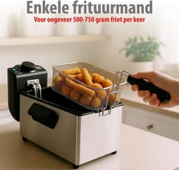 Friteuse met 3 Liter Inhoud en Instelbare Temperatuur - Zilver — thumbnail 5