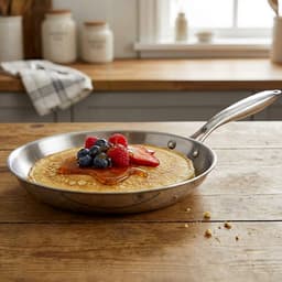 Cheffinger, Crêpepan 28 cm van Roestvrij Staal Geschikt voor Alle Warmtebronnen Inductie, Zilver — thumbnail 3