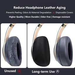 Stretchy Wasbare Hoofdtelefoons - Diameter 9 cm - Pack van 6 - Wasbaar - Rekbare Oorkop Bescherming voor Grote Over-Ear Headsets (6 cm-8.5 cm) - Zweetbescherming voor Gym en Gaming - Zwart — thumbnail 2