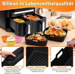 Airfryer Accessoires Set 28-delig – Geschikt voor Tefal EY9018 Dual Easy Fry, Tower T17099, Salter EK5729 – Dual Basket 3,1L & 5,2L – Inclusief Siliconen Bakvormen & Spiesen — thumbnail 3