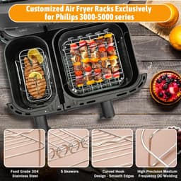Airfryer Accessoires Set 28-delig – Geschikt voor Tefal EY9018 Dual Easy Fry, Tower T17099, Salter EK5729 – Dual Basket 3,1L & 5,2L – Inclusief Siliconen Bakvormen & Spiesen — thumbnail 6