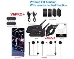 Flolife - V6 PRO+ Motorhelm Intercom Bluetooth Headset – Waterdicht IP67, CVC Ruisonderdrukking, 260U Standby Tijd