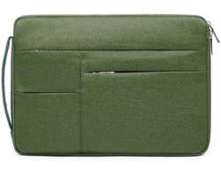 Laptophoes voor 14-15 inch laptops - Slanke beschermhoes met voorzakken in groene kleur