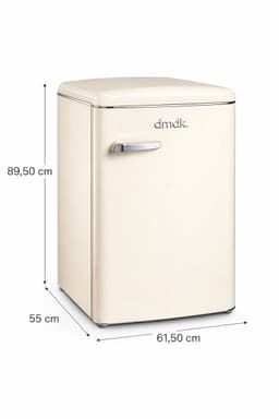 Dmdk dkc1 energiezuinige vrijstaande retro tafelmodel koelkast creme 88 cm hoog met vriesvak - 5 jaar garantie — thumbnail 1