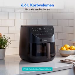 MEDION X20 XL Heteluchtfriteuse (6,6 L, 5 vleesprogramma’s met kerntemperatuursonde, stille DC-motor 1.700 W, 10 programma’s, PFAS-vrij, ILAG coating) — thumbnail 10