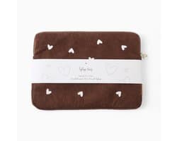 Laptop hoes Rib Chocolade | Laptophoes Chocolate Hartjes | Laptop sleeve Bruin | Stationery & Gift