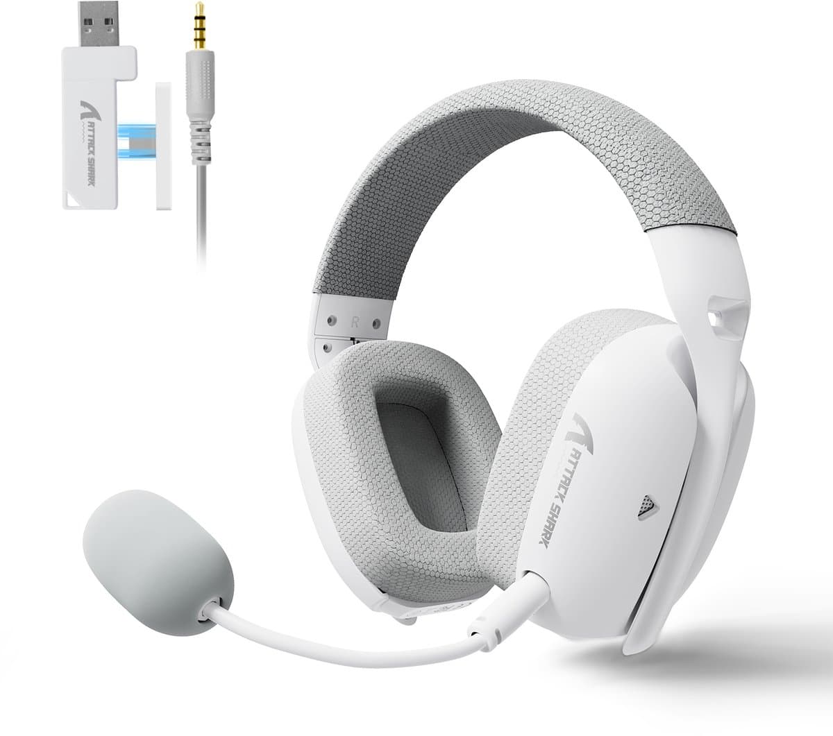 ATTACK SHARK L80Pro - 2.4GHz Draadloze Gaming Headset - Lichtgewicht - Bluetooth koptelefoon - Multiplatform - Geschikt voor PS4/PS5, Nintendo Switch - Wit — afbeelding 1